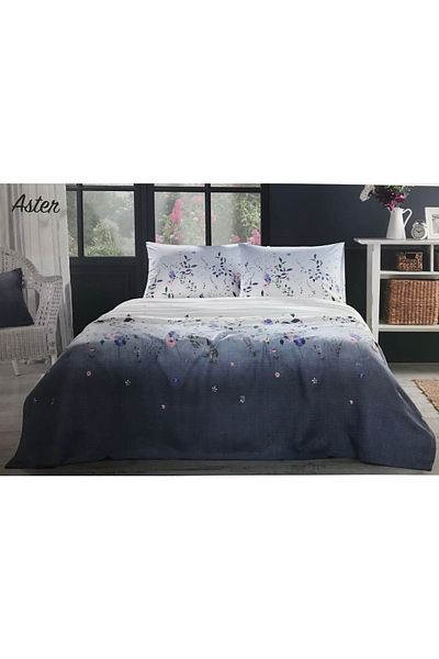 Özdilek Single Lilac Aster Pique Set