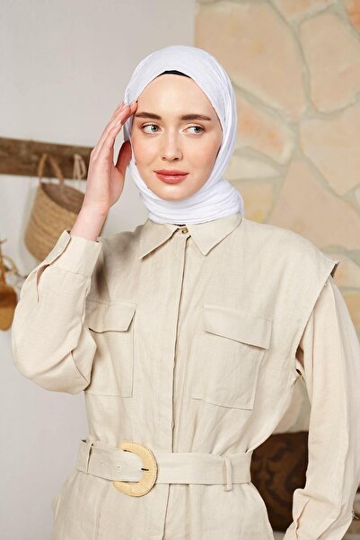 Modakaşmir Бял шал от бамбук