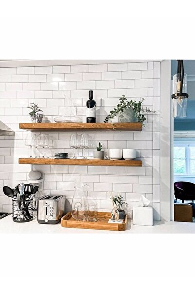 Karadeniz Dizayn Ahşap Raf 2'li 60x20 Cm Kalınlık 40mm