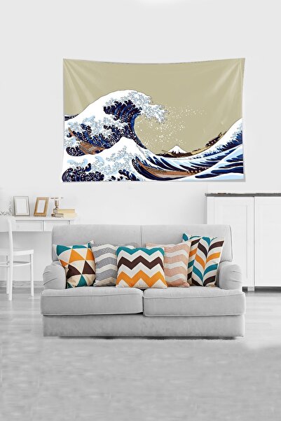 Pelangi Ocean Wave Pattern - Non-Slip Velvet Tapestry, Stain and Wall Carpet