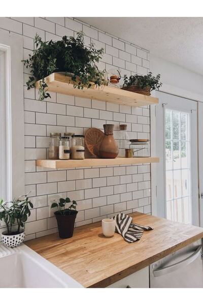 Karadeniz Dizayn Ahşap Raf 2'li 60x20 cm Kalınlık 40mm