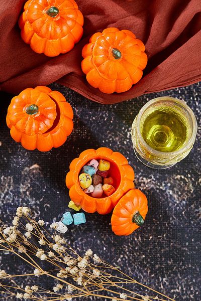 Blue Avm Spring Series Pumpkin Motif Presentation Holder and Turkish Delight Holder Sun Orange