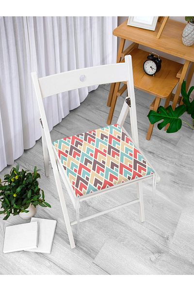 Realhomes Colorful Geometric Digital Printed Zippered Chair Cushion