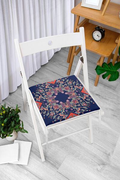 Realhomes Стілець з цифровим принтом з етнічними мотивами на темно-синьому тл...