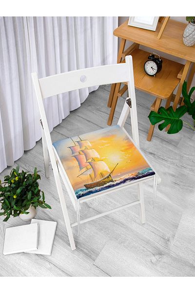 Realhomes Modern Ship Pattern Digital Printed Zippered Chair Cushion