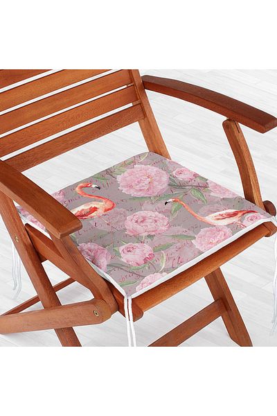 Realhomes Flamingo Patterned Digital Printed Zippered Chair Cushion