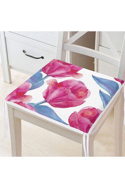 Realhomes Modern Flower Patterned Digital Printed Zippered Chair Cushion
