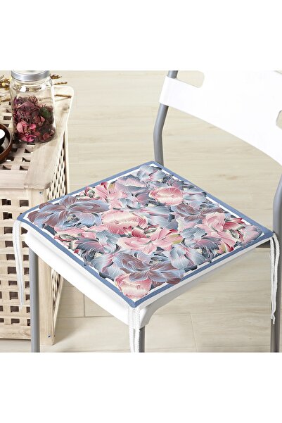 Realhomes Suluboya Desenli Dijital Baskılı Modern Fermuarlı Sandalye Minderi