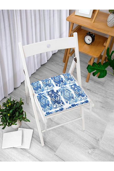 Realhomes Geometric Diamond Patterned Digital Printed Modern Zippered Chair Cushion