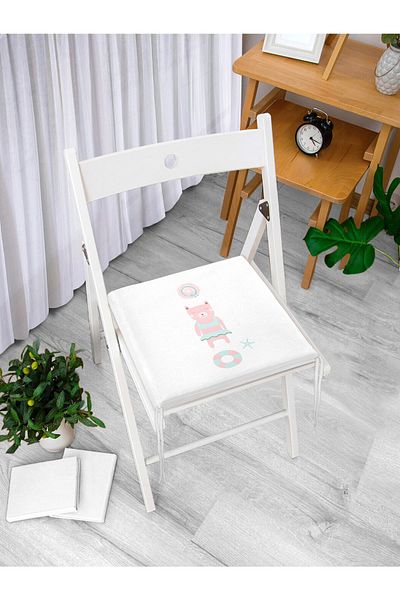 Realhomes Modern Zippered Chair Cushion with Sea and Teddy Bear Pattern on White Background