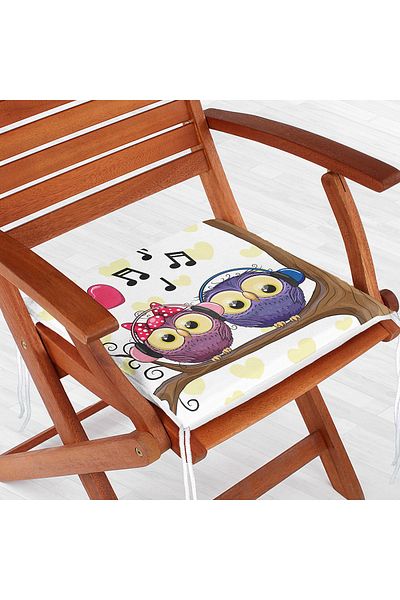 Realhomes Owl Patterned Digital Printed Zippered Chair Cushion
