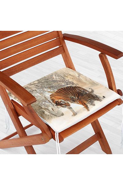 Realhomes Leopard Patterned Digital Printed Zippered Chair Cushion
