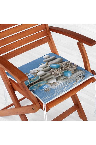Realhomes Blue World Digital Printed Zippered Chair Cushion