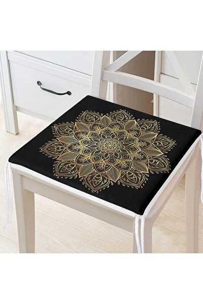 Realhomes Crna pozadina sa zlatnim mandala motivom i jastuk za stolicu sa raj...