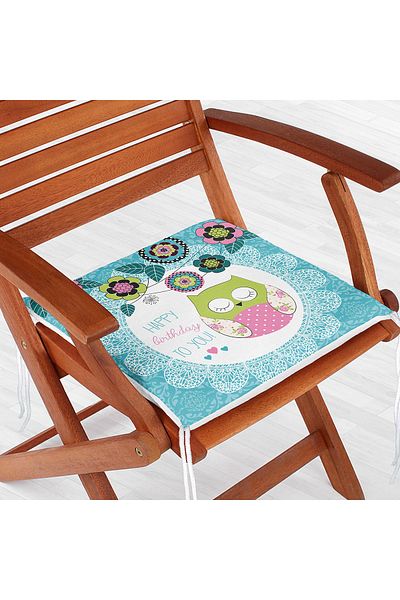 Realhomes Owl Patterned Digital Printed Zippered Chair Cushion
