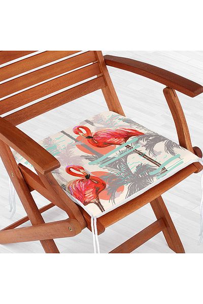 Realhomes Flamingo Patterned Digital Printed Zippered Chair Cushion