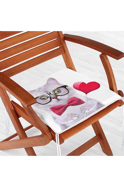 Realhomes Digital Printed Zippered Chair Cushion with Cat