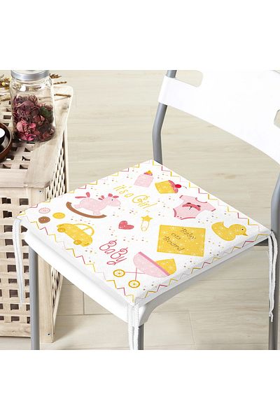 Realhomes Toy Baby Stroller Motif Digital Printed Modern Zippered Chair Cushion