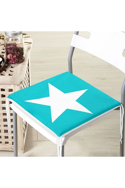 Realhomes White Star Patterned Digital Printed Zippered Chair Cushion