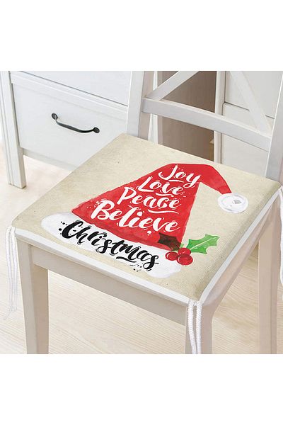 Realhomes New Year's Themed Digital Printed Zippered Chair Cushion with Cowl Figure