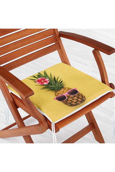Realhomes Μαξιλάρι καρέκλας με φερμουάρ 3d Pineapple με κίτρινο φόντο