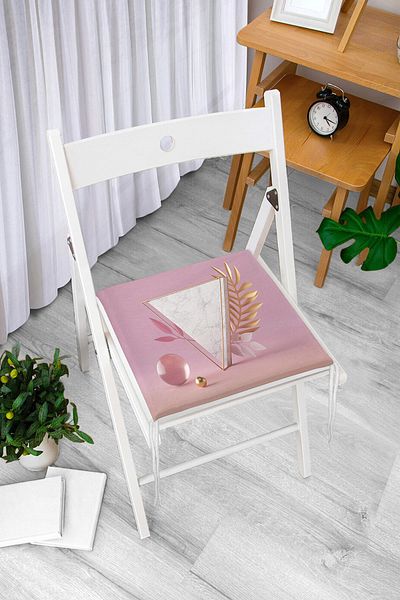 Realhomes Modern Zippered Chair Cushion with Pink Floor and Triangle Marble Motif