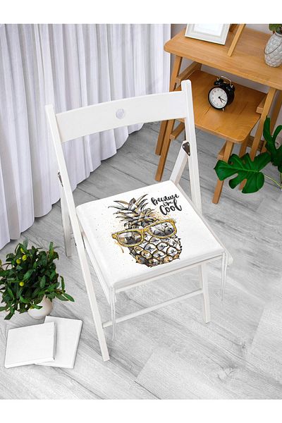 Realhomes 3D Pineapple Special Design Zippered Chair Cushion on White Background