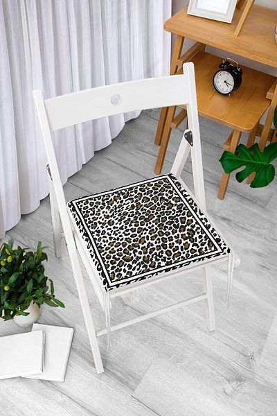 Realhomes Leopard Patterned Special Design Digital Printed Modern Zippered Chair Cushion