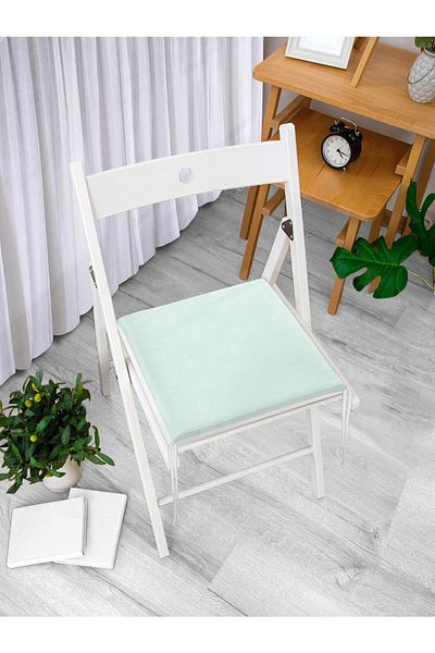 Realhomes Mint Green Colored Digital Printed Zippered Chair Cushion