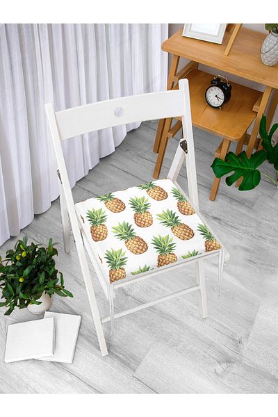 Realhomes Pineapple Patterned Digital Print Zippered Chair Cushion