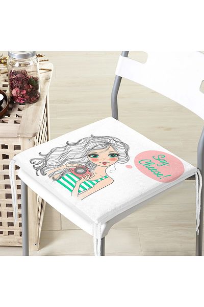 Realhomes Fashion Girl Digital Printed Modern Zippered Chair Cushion