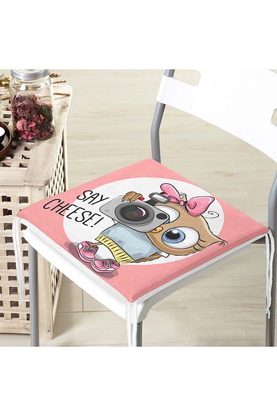 Realhomes Cute Owl Digital Printed Zippered Chair Cushion
