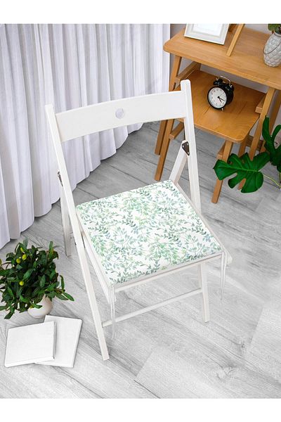 Realhomes Leaf Patterned Digital Printed Modern Zippered Chair Cushion