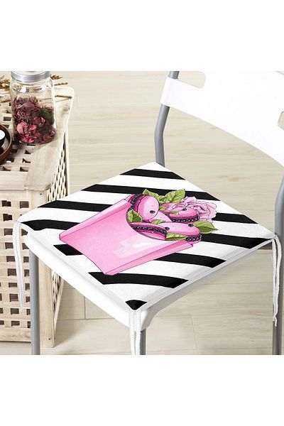 Realhomes Coco Pops Pink Black Designed Modern Zippered Chair Cushion