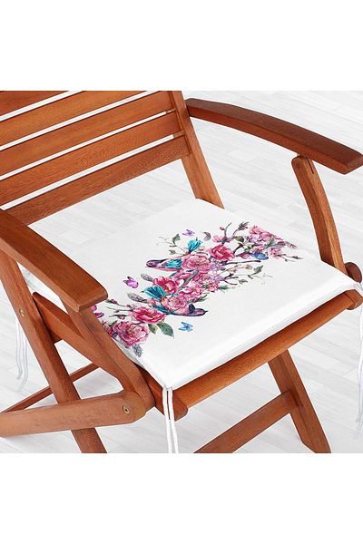 Realhomes Ivy Rose Patterned Bird Motif Digital Printed Zippered Chair Cushion