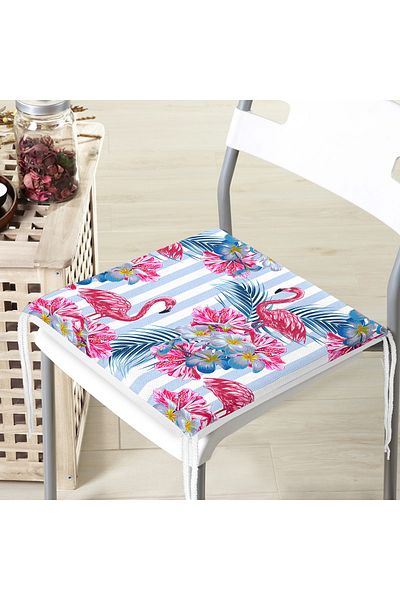 Realhomes Striped Flamingo Floor Zippered Chair Cushion