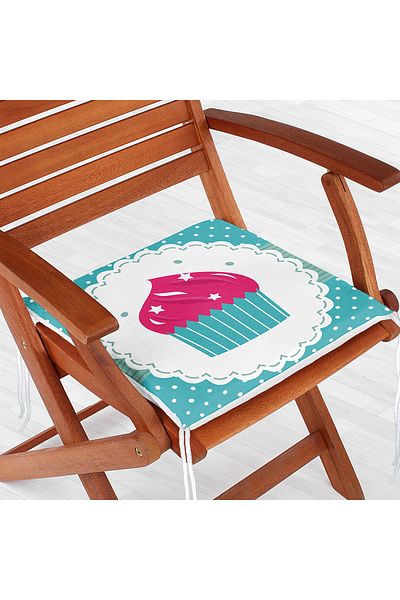 Realhomes Cup Cake Patterned Digital Printed Zippered Chair Cushion