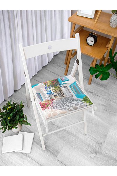 Realhomes Flower Themed Digital Printed Zippered Chair Cushion