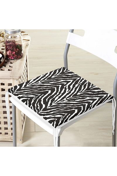 Realhomes Zebra Patterned Special Design Digital Printed Modern Zippered Chair Cushion