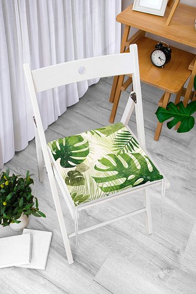 Realhomes Amazon Leaves on Ecru Floor Special Design Zippered Chair Cushion
