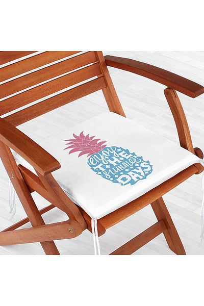 Realhomes Enjoy The Summer Days Written Pineapple Figured Digital Printed Modern Zippered Chair Cushion