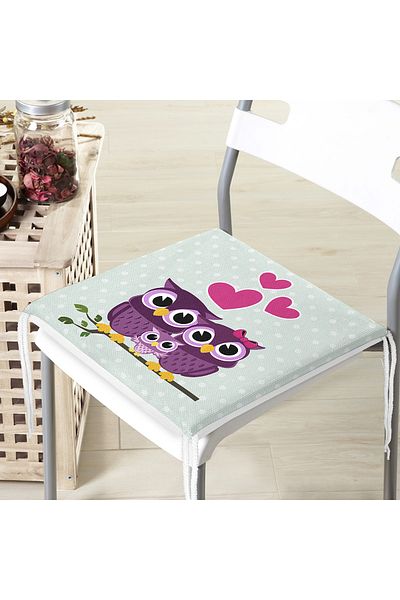 Realhomes Owl Patterned Digital Printed Zippered Chair Cushion