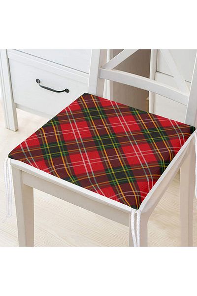Realhomes Black Plaid Patterned Zippered Chair Cushion on Red Background