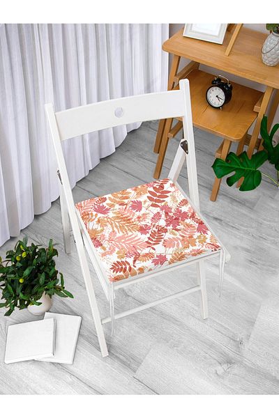 Realhomes Digital Printed Modern Zippered Chair Cushion with Abstract Flower Leaves Figures