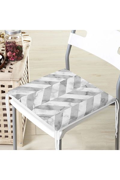 Realhomes Geometric Patterned Modern Zippered Chair Cushion with Marble Floor