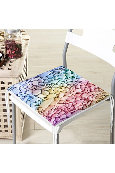 Realhomes Renkli Çakıl Taşları Motifli Dijital Baskılı Modern Fermuarlı Sanda...