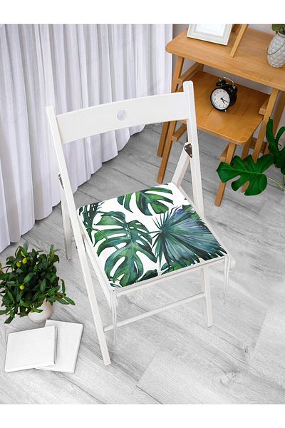 Realhomes Leaf Pattern Digital Printed Zippered Chair Cushion