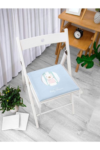 Realhomes Bine ați venit pentru Baby Shower drăguț ursuleț de pluș pe fundal albastru Pernă de scaun modernă cu fermoar