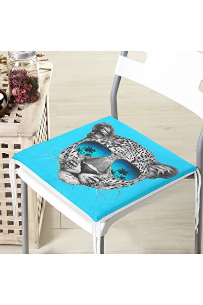 Realhomes Cool moderni jastuk za stolicu sa leopard uzorkom, plavom pozadinom...