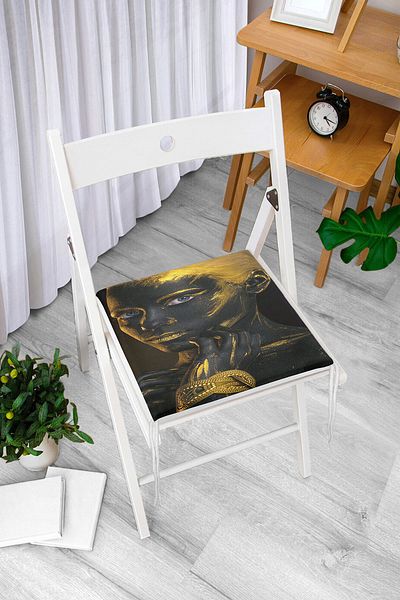 Realhomes African Gold - Modern Zippered Cushion Chair with Human Figure